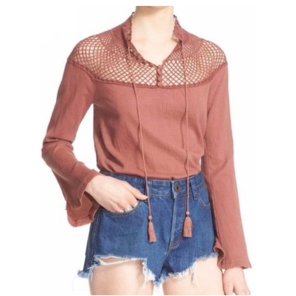 Free People / On The Island Blouse / sz M - Picture 1 of 3